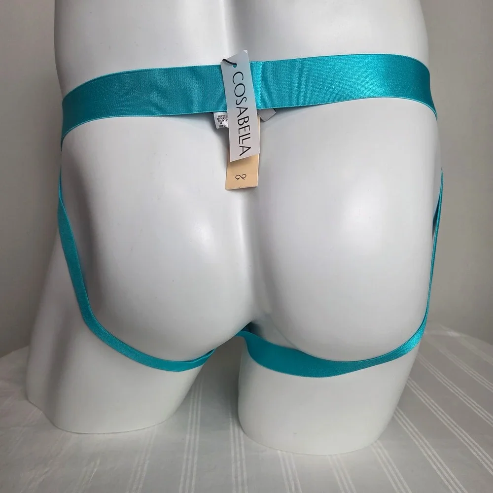 Cosabella Men Never Say‎ Never Lace Jockstrap Turquoise Blue Underwear NWT